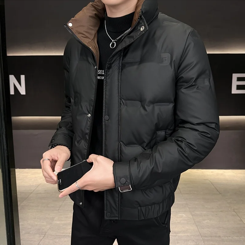 

Мужская легкая утепленная куртка с воротником-стойкой, теплая зимняя верхняя одежда, модная универсальная повседневная одежда в корейском стиле