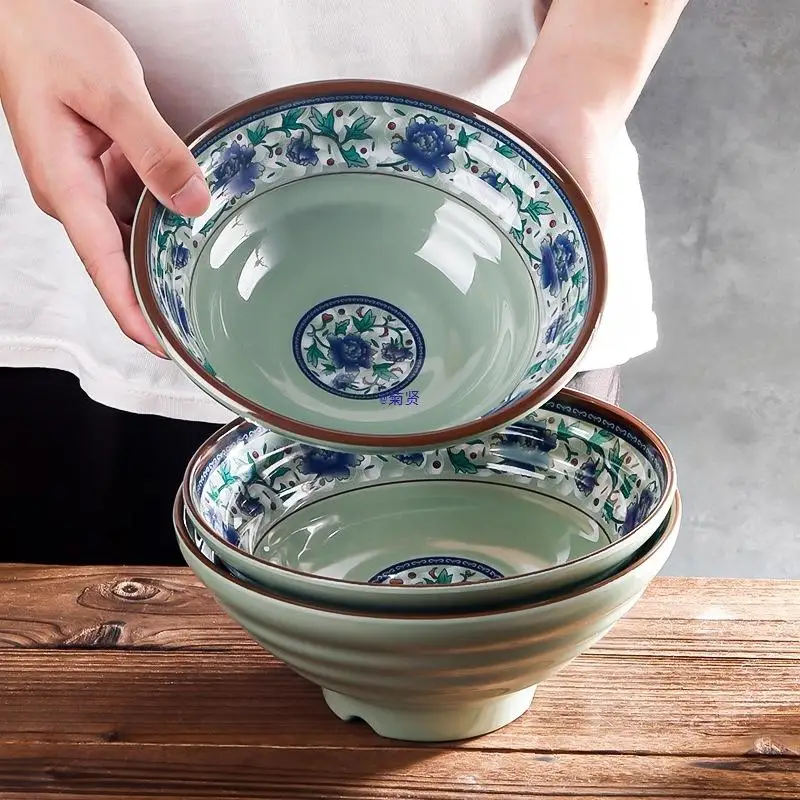 Plastic Ramen Bowl Thickened Unbreakable Food Grade Large Soup Bowl for Home Restaurant Daily Use