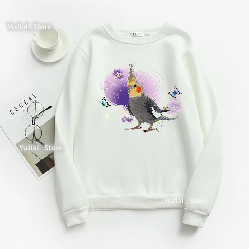 Crazy Bird Lady Graphic Print Sweatshirt Women Clothes 2022 Parrot Cockatiel Hoodie Femme Harajuku Kawaii Jumper Tracksuit