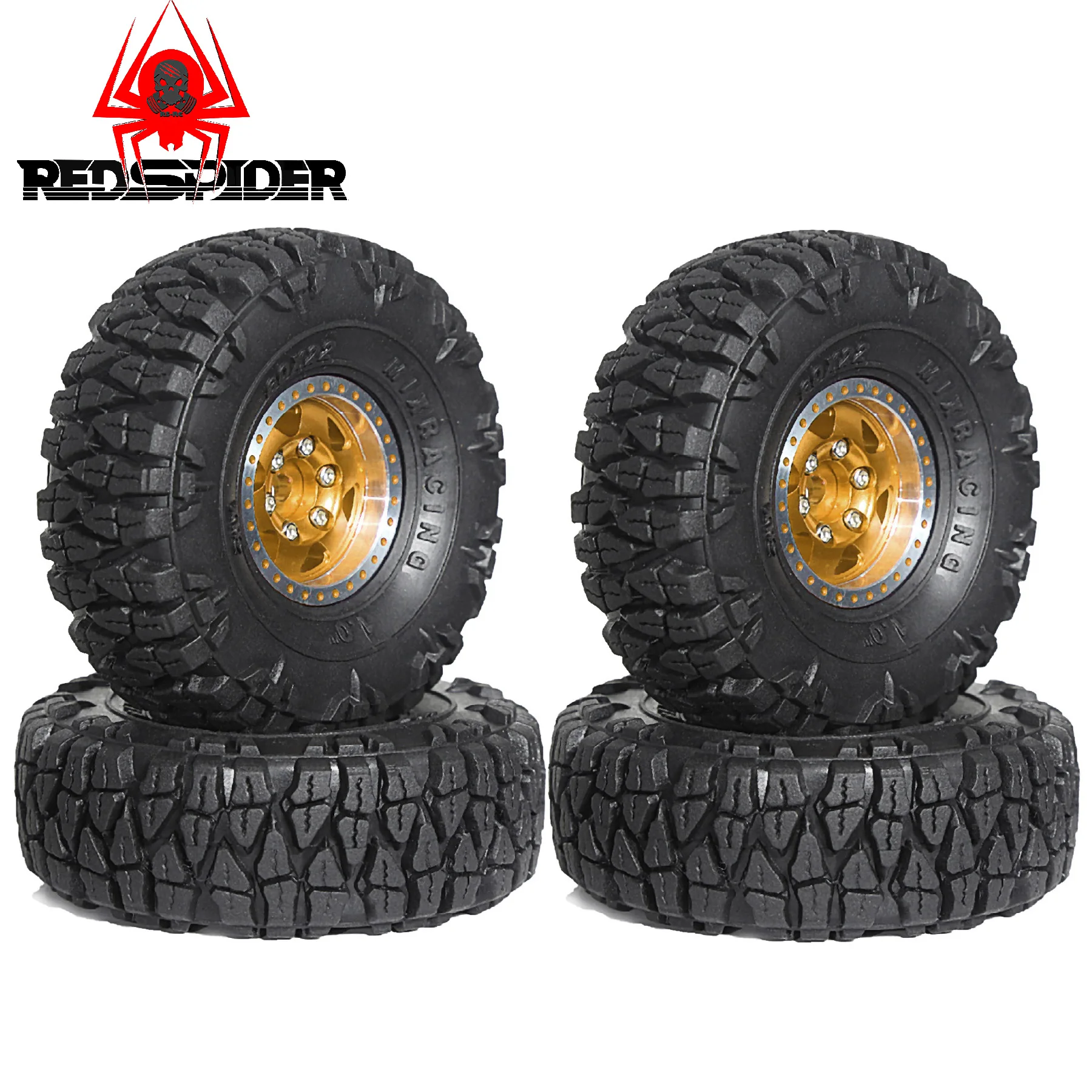 

4 шт. 1,0 RC Beadlock колесные шины OD 60 мм RC Mud Slingers Набор шин подходит для TRX4M SCX24 FCX24 AX24 1/24 1/18 RC Гусеничный автомобиль