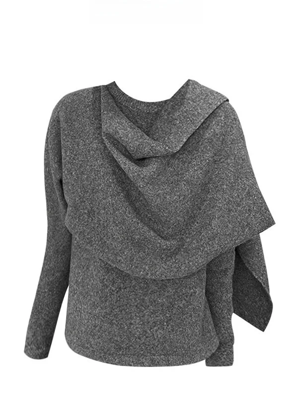 

Large Quanti Woolen oulder Wrap Fake Two-Piece Sweater Women Loose round Ne Winter Top Casual Sle Online Exclusive