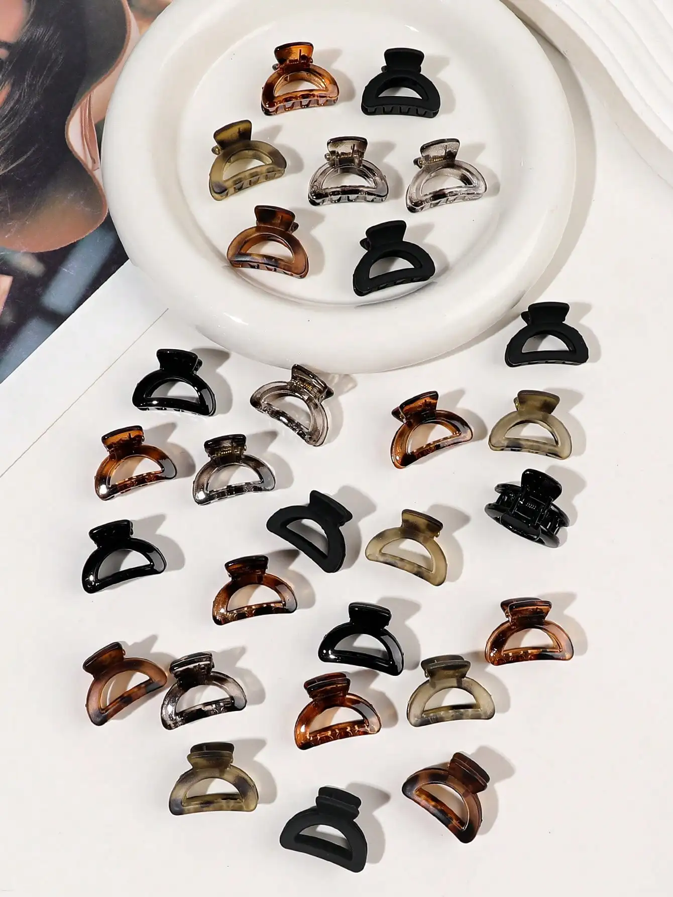 30PCS Mini Halbkreis Hohl Haar Clips für Frauen Tiny Hair Creaseless Styling Klaue Clips Casual Vielseitige Haar Zubehör – Detail 1