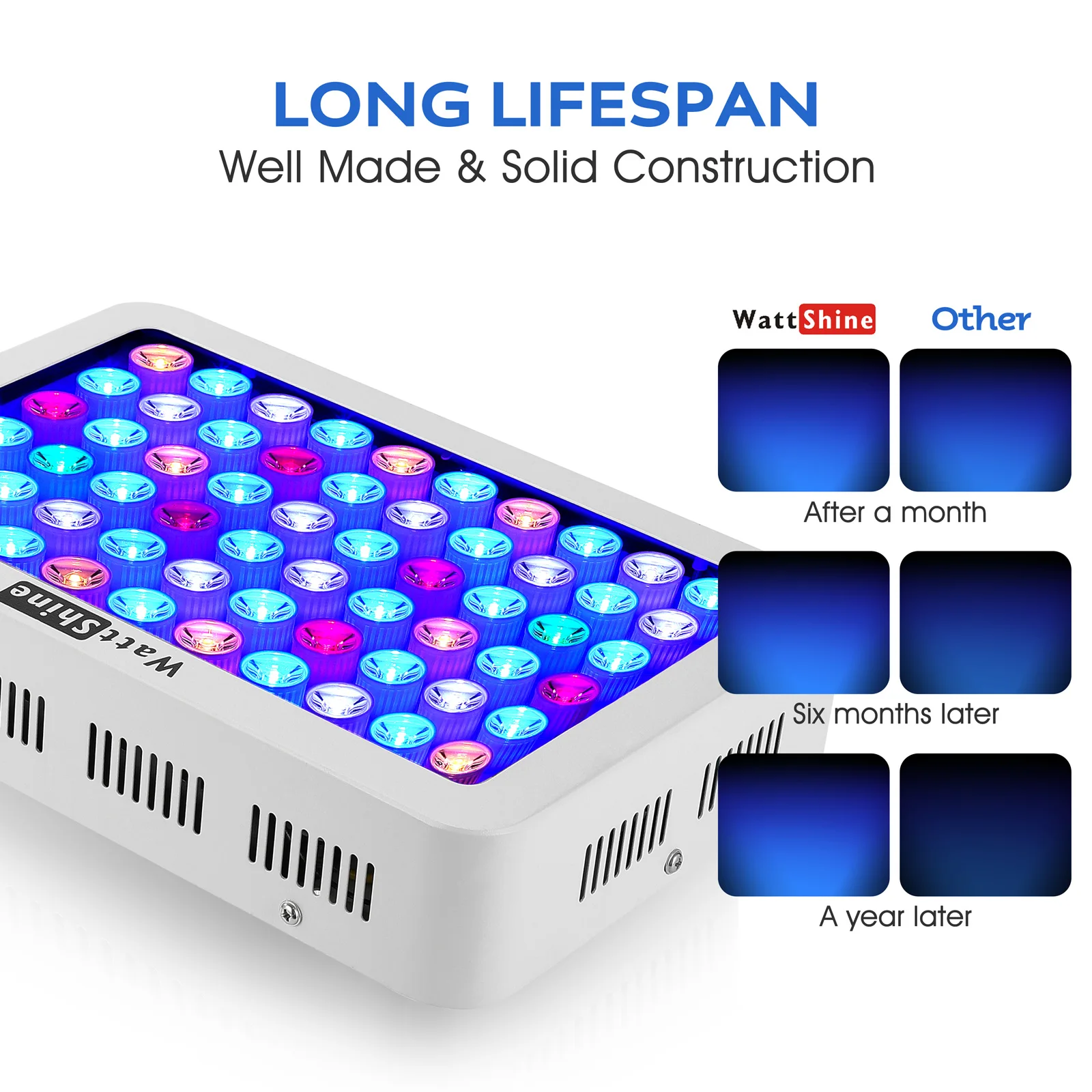 LED Coral Reef Light com canais duplos reguláveis, luzes do aquário, espectro completo, canções, LPS, SPS, aquário marinho, 180W