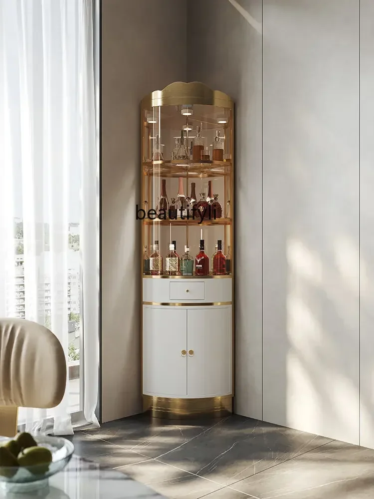 Corner Glass Wine Cabinet Home Living Room Modern Minimalist Triangle Cabinet Light Luxury Liquor Display Cabinet