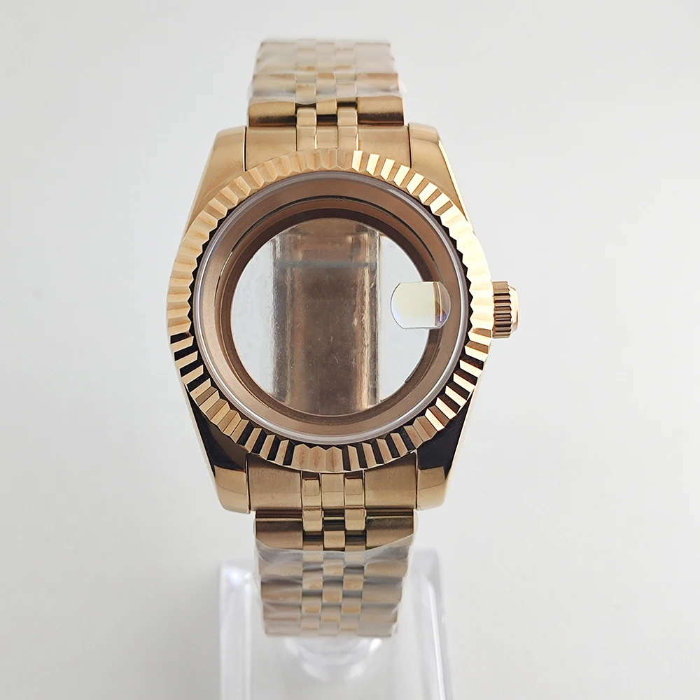 Корпус NH35, корпус 36/39 мм, мужской серебристо-золотой корпус для часов, сапфировый корпус из нержавеющей стали, прозрачная задняя крышка для механизма NH35/NH36