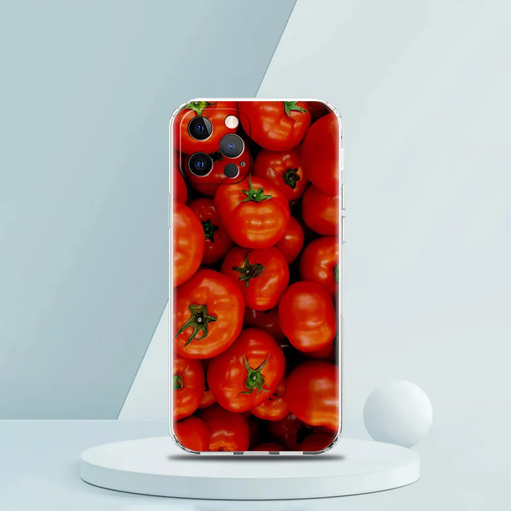 Fruits Tomatoes Pattern Case for iPhone 16 15 14 13 12 Pro Max Cover Transparent Soft for iPhone 11 Pro Max 7 8 Plus XS XR Shell