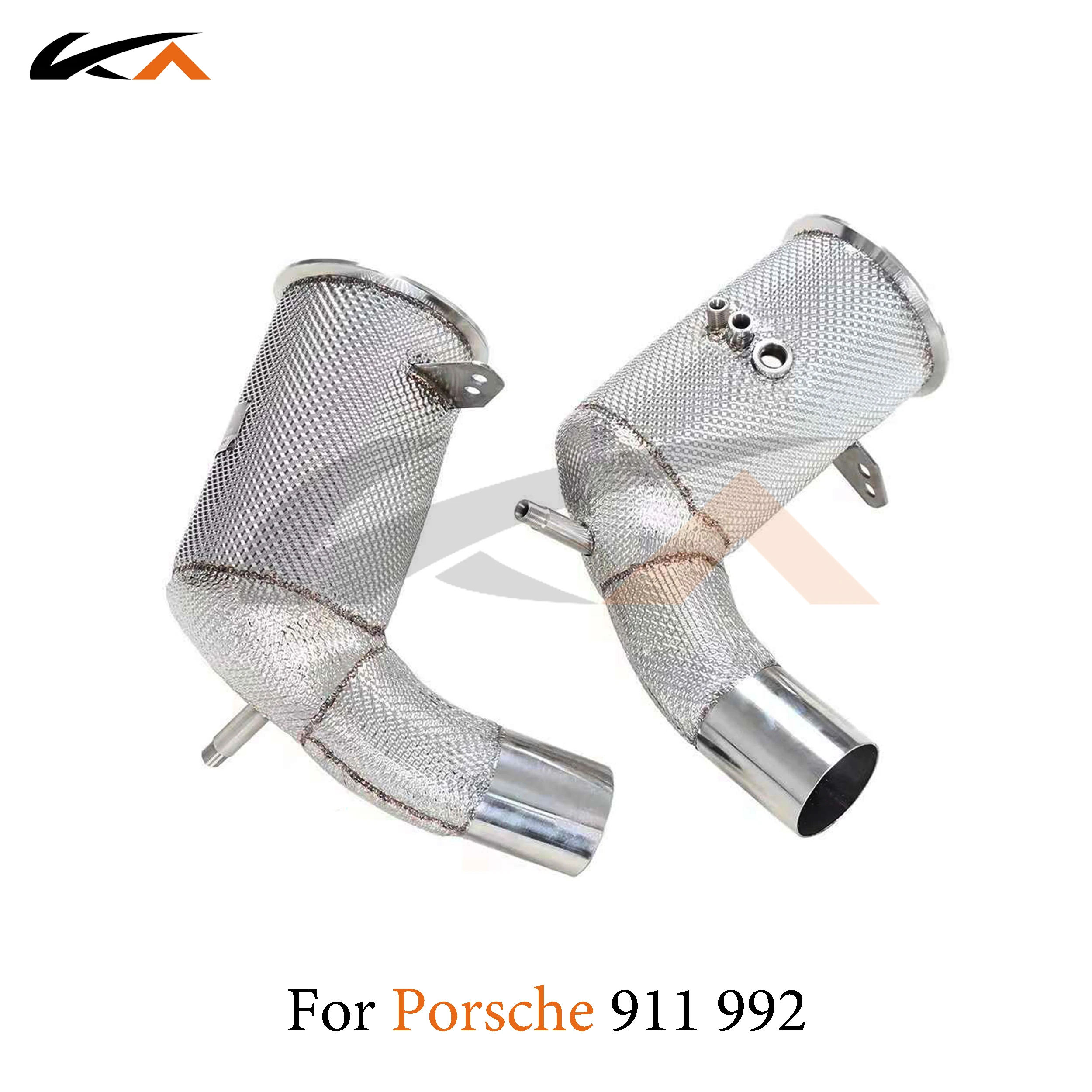 KA Tuning exhaust stainless steel high flow downpipe for Porsche 911 992 Carrera 3.0T axle pipe heat shield catalysis with opf