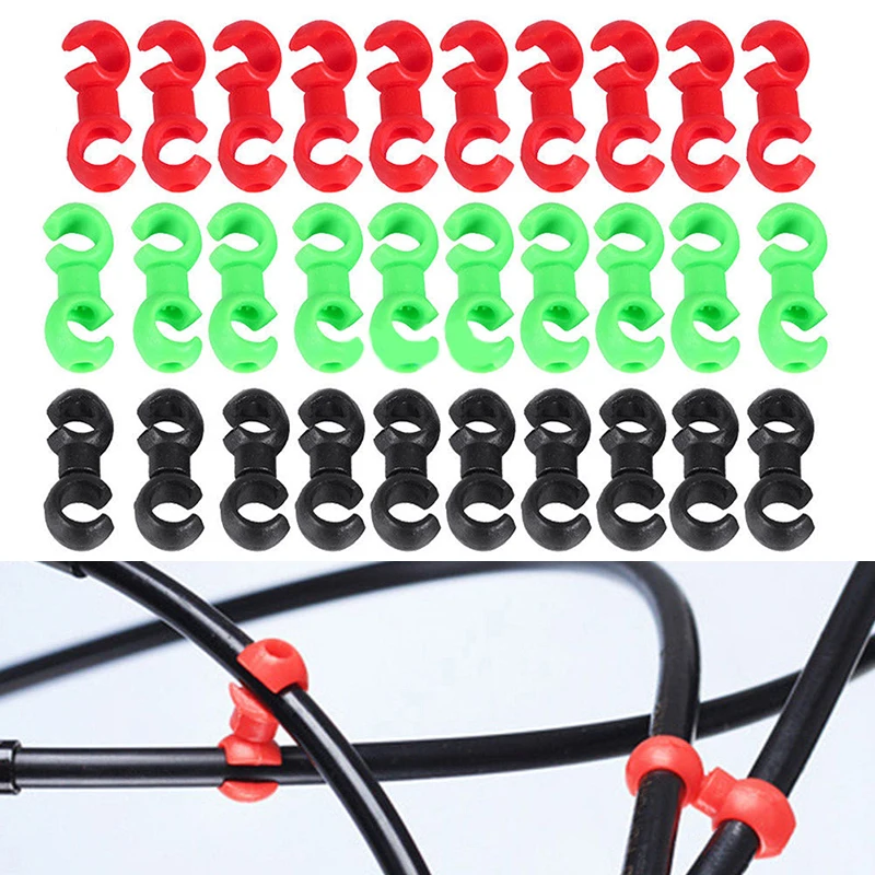 

10pcs S Shaped Clips Rotating Hook For Bicycle Brake Gear Cross Cable Tidy Plastic Clips Replacement Part For Bike Accessories