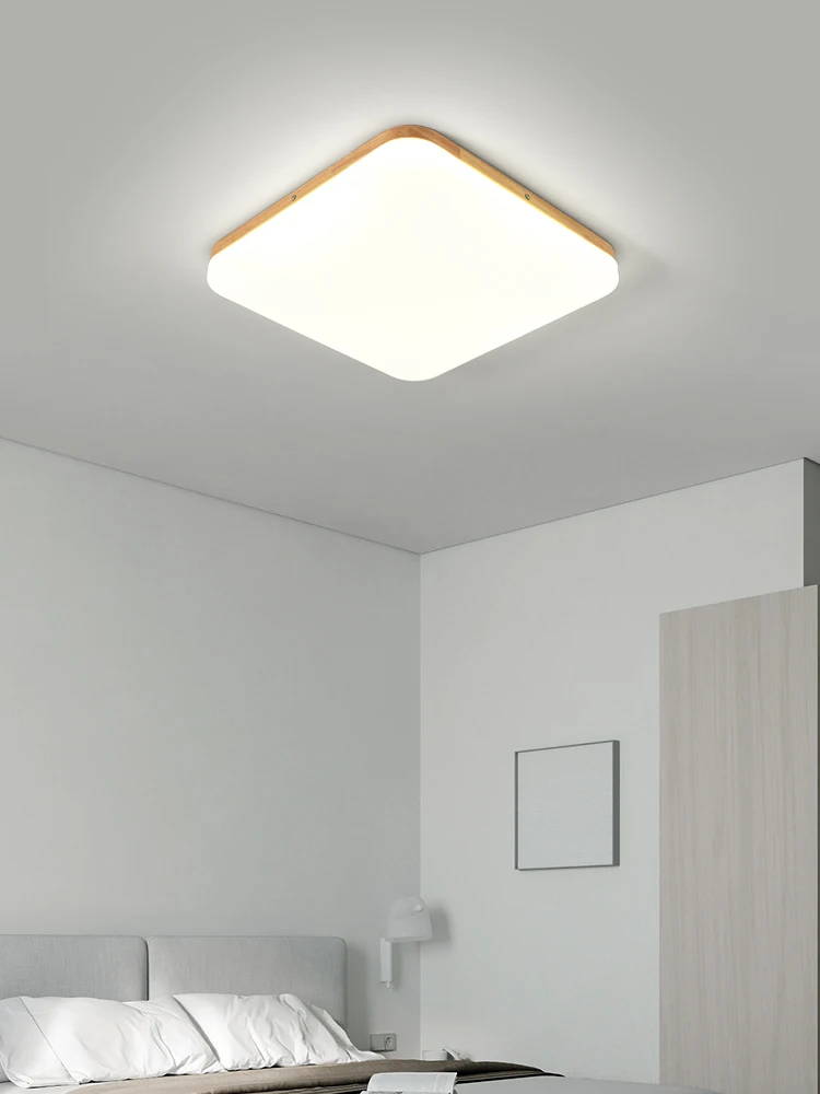 Japanese style log living room lights, LED ceiling lights, minimalist modern Nordic solid wood lamps, bedroom room lights