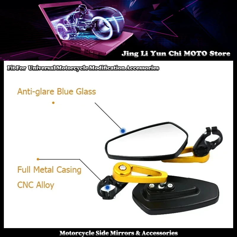 

Fit For Benelli Motorcycle Bar End Side Rearview Mirror Universal Motorbike Bike Handlebar Rear View Mirrors 1 Pair 7/8" 22mm