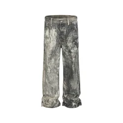 Camouflage Speckled Digital Printed Jeans for Men and Women Straight Casual Baggy Denim Trousers Ropa Hombre Loose Cargo Pants