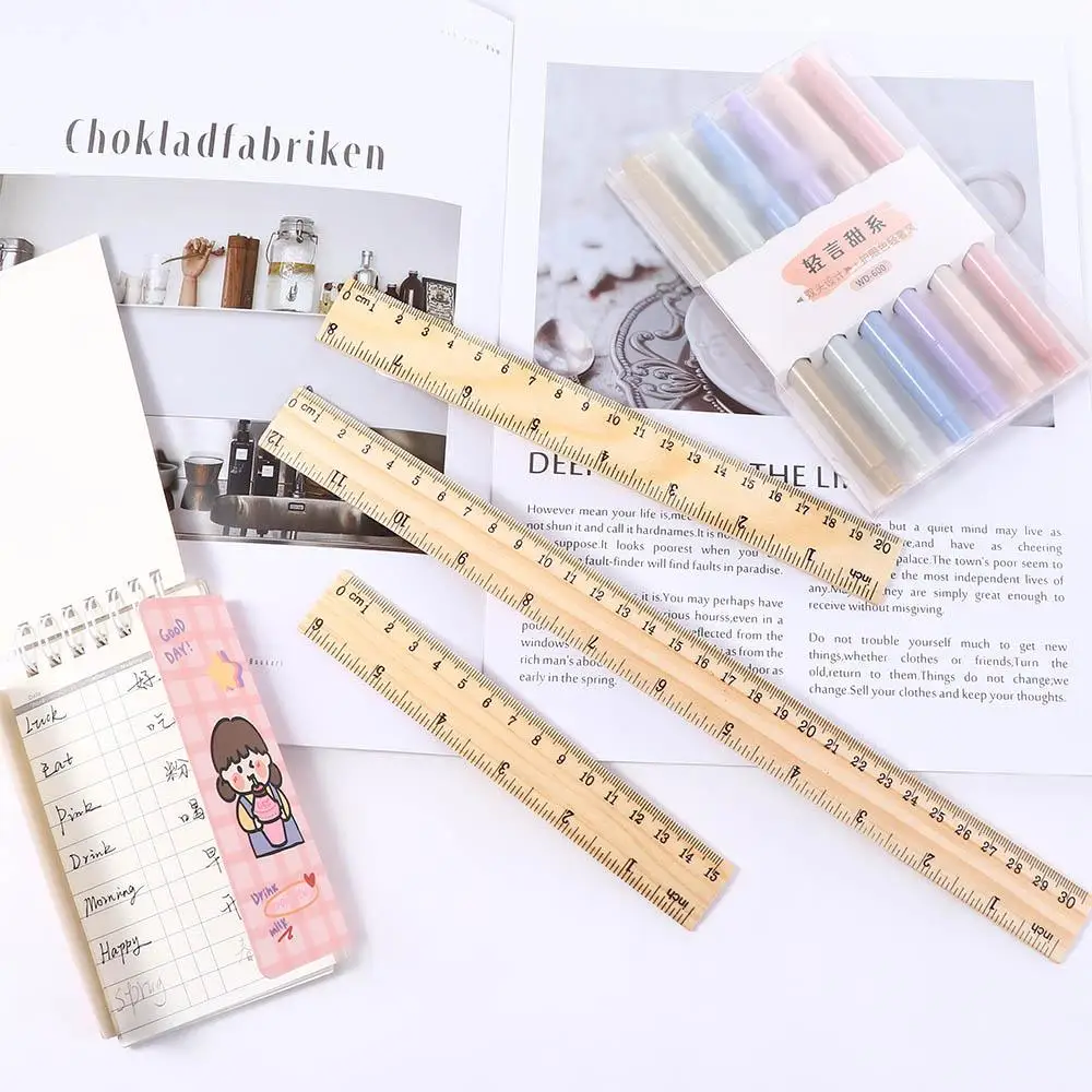 School Supplies Desk Accessories Student 15/20/30cm Children Teacher Rulers Straight Rulers Drawing Rulers Wooden Rulers