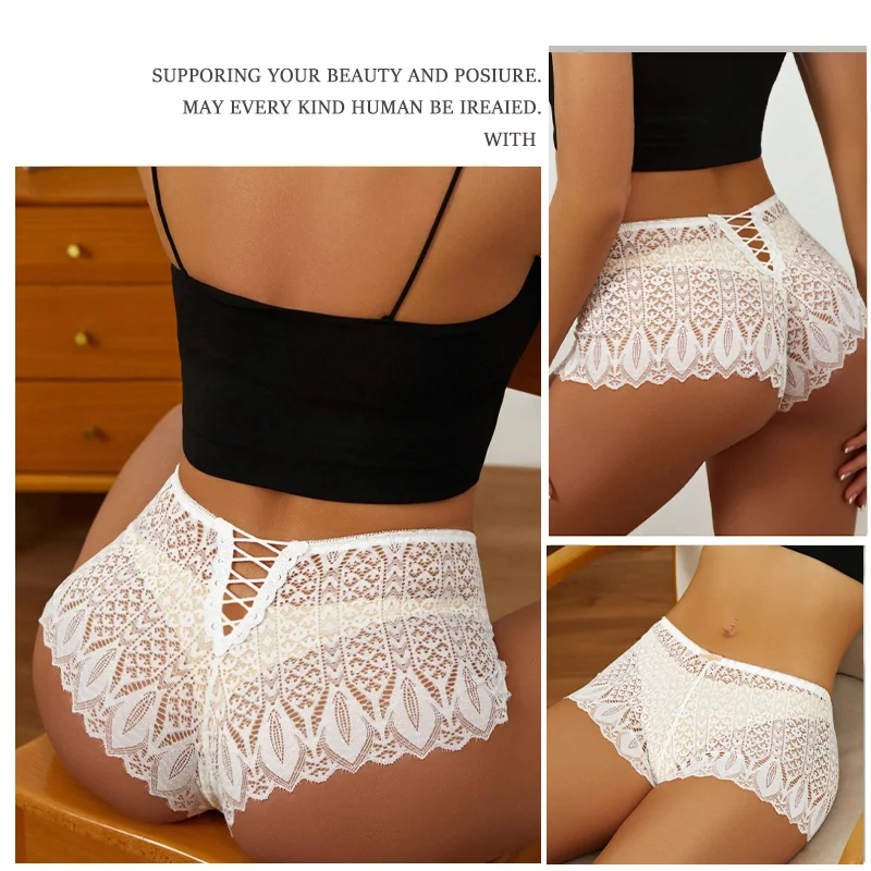 Women's Lace Panties Soft Boxers High-Waist Breathable Lingerie Comfortable Boyshorts Silk Satin Underwear Sport Underpants