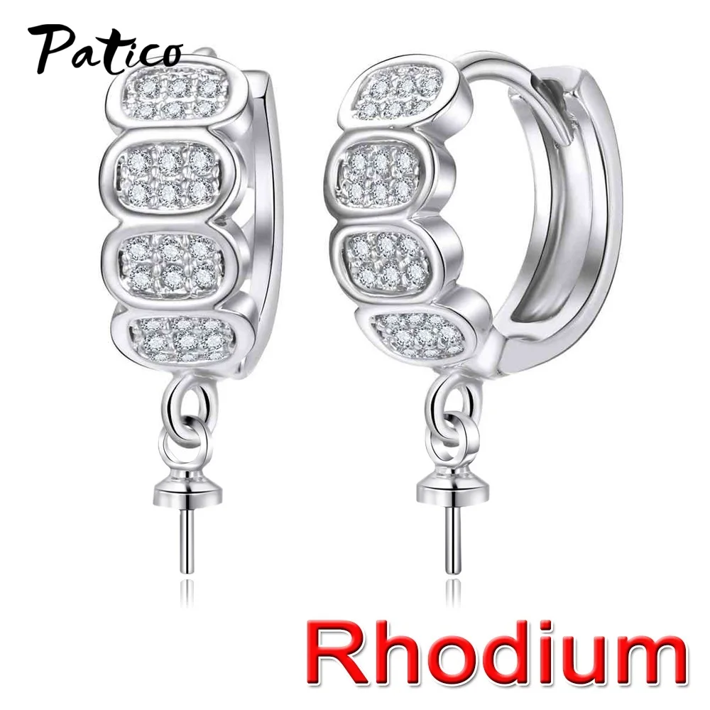 DIY kreative echte 925 Sterling Silber Ohrring Creolen Handwerk Runde Schleifen Frauen Zirkon Ohrringe machen Erkenntnisse
