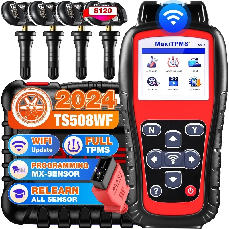 TS508WF KIT, 2024 TPMS-Programmier-Relearn-Tool mit 4 Autel MX-Sensor (120 $), WiFi-Version. von TS601 TS508 TS501 PRO