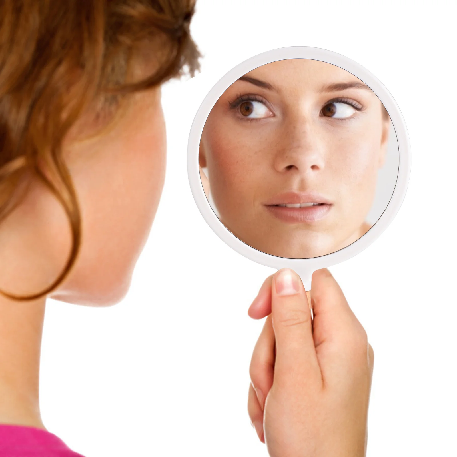 Wood Handle Handheld Makeup Mirror Barber Mirror Salon Portable Clear Surface for Precise Beauty