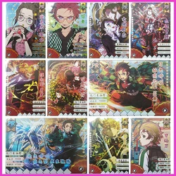 Anime Demon Slayer Rare PR Laser Refraction Foil Tanjirou Hashibira Inosuke Toys for boys Collectible Cards Birthday Present