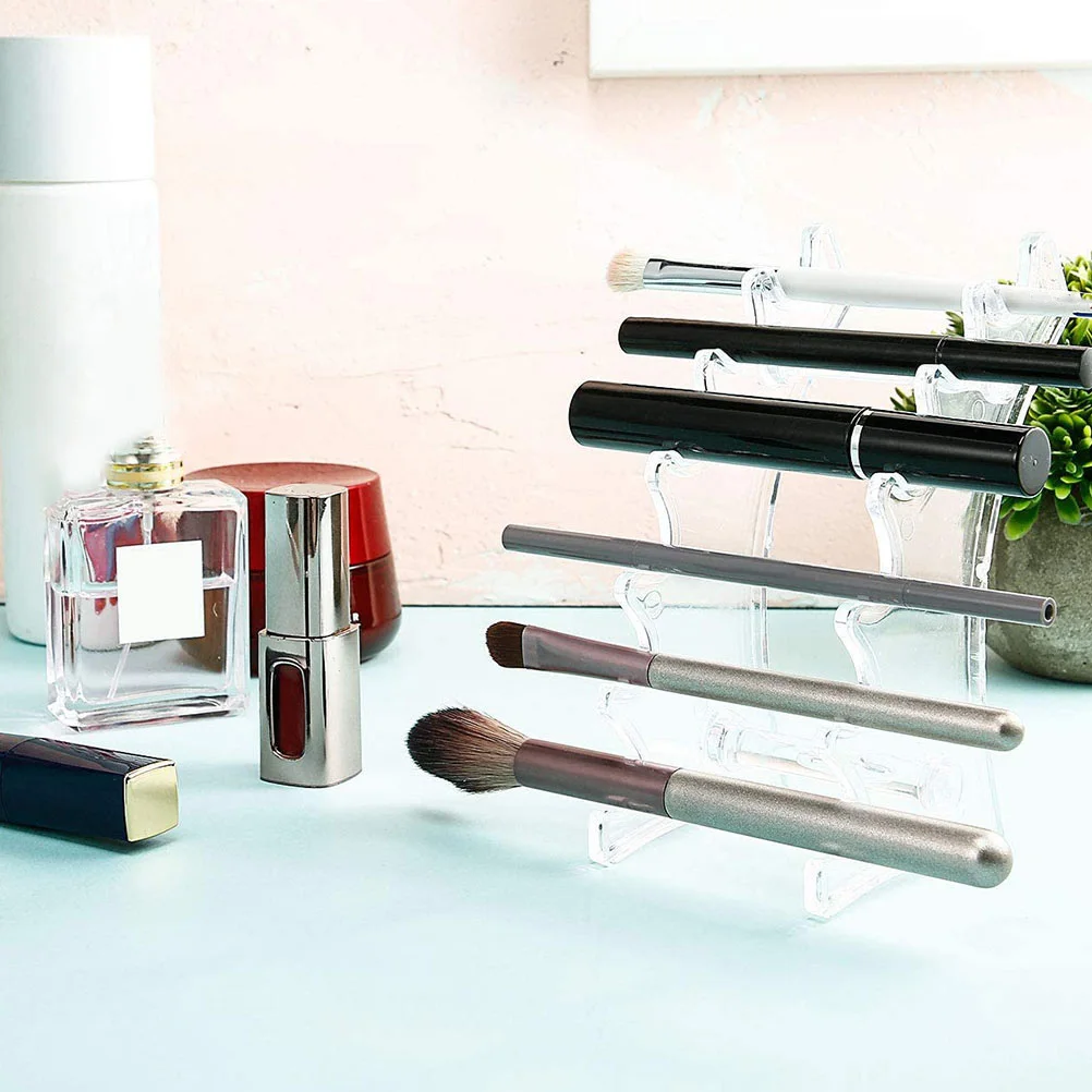 

4Pcs Durable Acrylic Eyebrow Pencil Organizer Simple Writing Pens Holder Lip Gloss Showing Stand Arc-Shaped Design