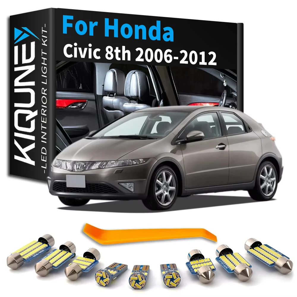 8Pcs No Error Interior LED Light Kit For Honda Civic 8 MK8 8th Generation 2006 2007 2008 2009 2010 2011 Trunk Indoor Lamp Canbus