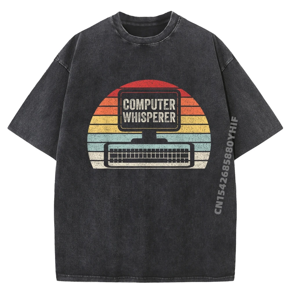 

Винтажные топы и футболки Computer Whisperer Nerd Geek, графическая повседневная одежда, идея подарка, удобные мужские футболки, свободная стираная футболка