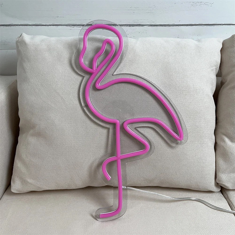 Flamingo Neon Sign Animal Led Home Bedroom Game Room Decor Indoor Ins Wall Decoration Flamingo Wall Hanging USB Neon Light