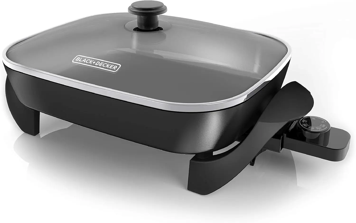 

Electric Skillet, Variable Temperature Control, Nonstick Cooking Surface, Dishwasher Safe, Tempered Glass Lid, 12"x