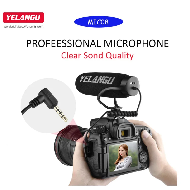 Professional Microphone Clear Sound Quality Standard Cold Shoe Connector 1/4 Threaded Hole 3.5mm Male Output