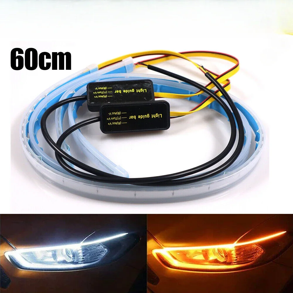 

2PCS 30cm 45cm 60cm Sequential LED Strip Indicator Turn Signal DRL Daytime Running Lights