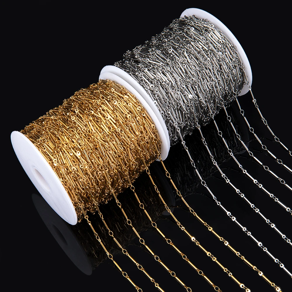 

1Meter Stainless Steel Straight Rod Stick Chain for DIY Making Necklace Bracelet Jewelry Components Handmade Chains Accessory