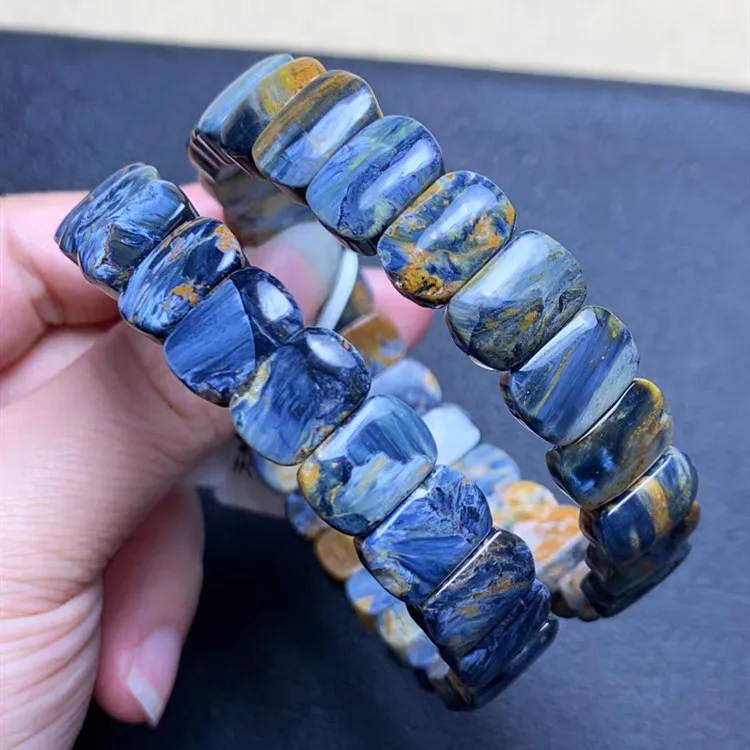 Natural Blue Pietersite Gemstone Barrel Beads Bracelet 12mm Pietersite Jewelry  From Namibia AAAAAA