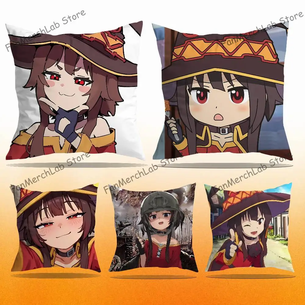 Anime M-MeguminS Printed Pillow Cover Cushion Case Simple Sofa Pillow Case No Pillow Core