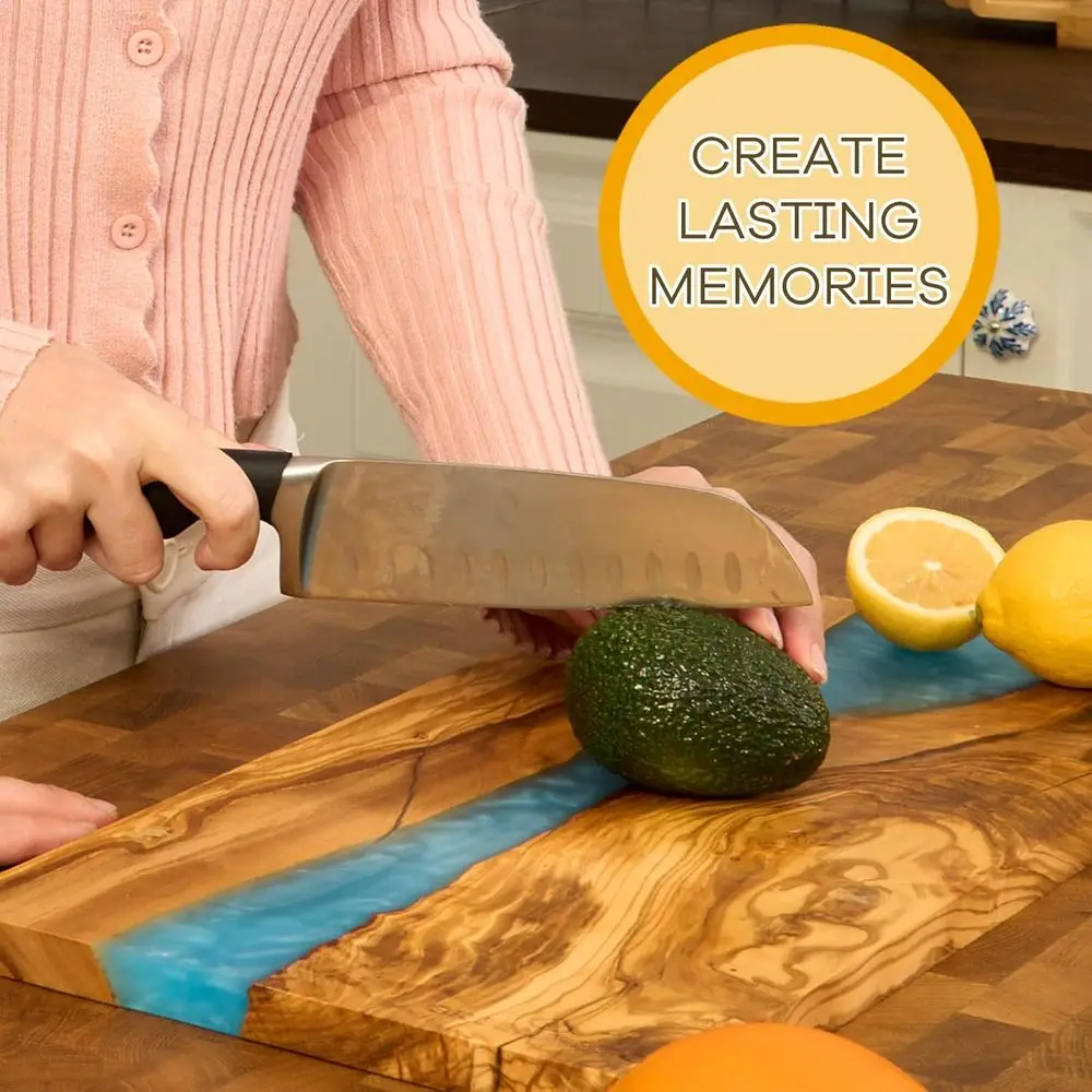 Tagliere di lusso per formaggi e salumi in legno d'oliva italiano con resina, superficie di taglio multiuso per carne, verdure e frutta