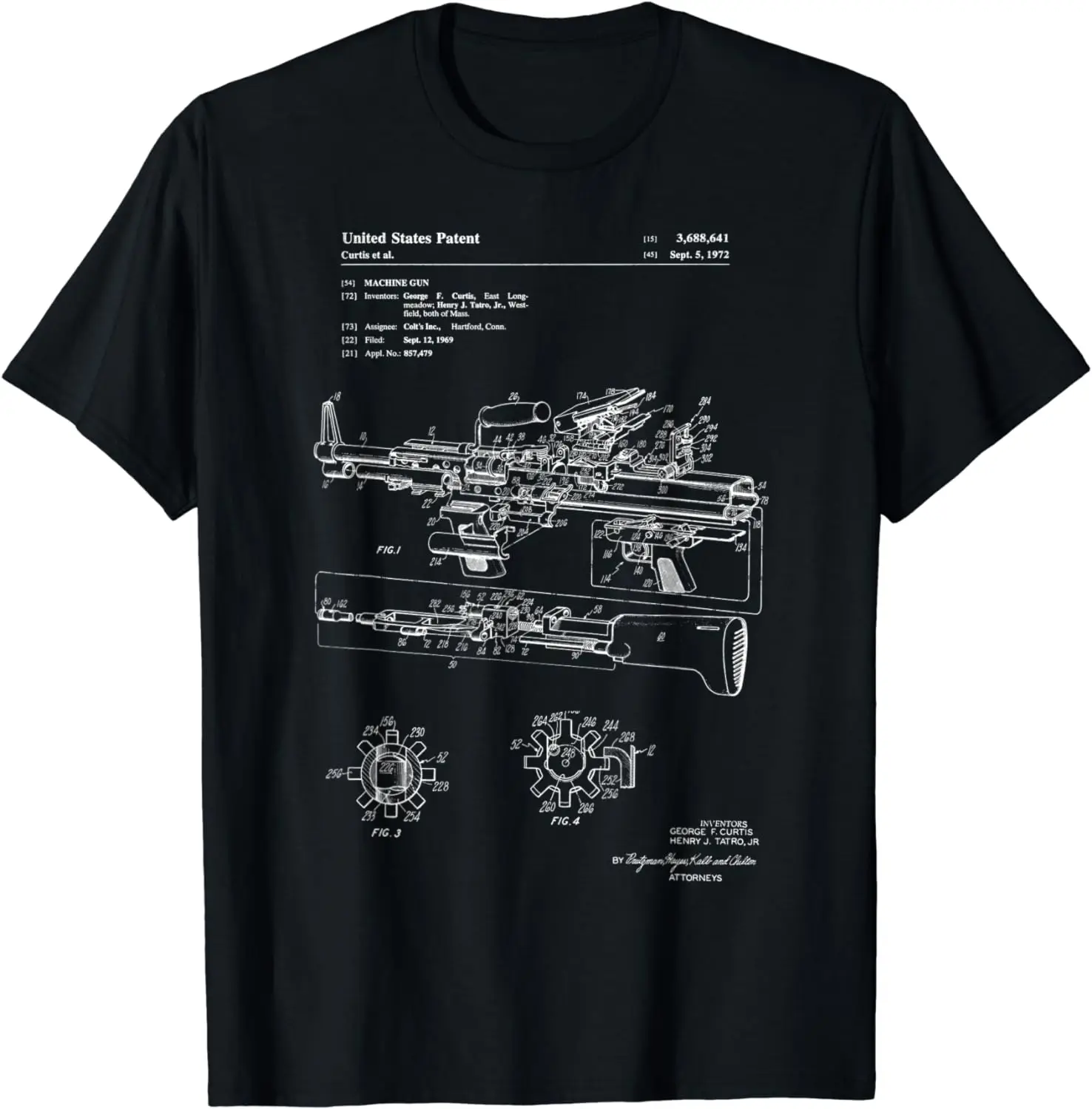 Machine Gun Patent T-Shirt, Military History Gift, Army Tee