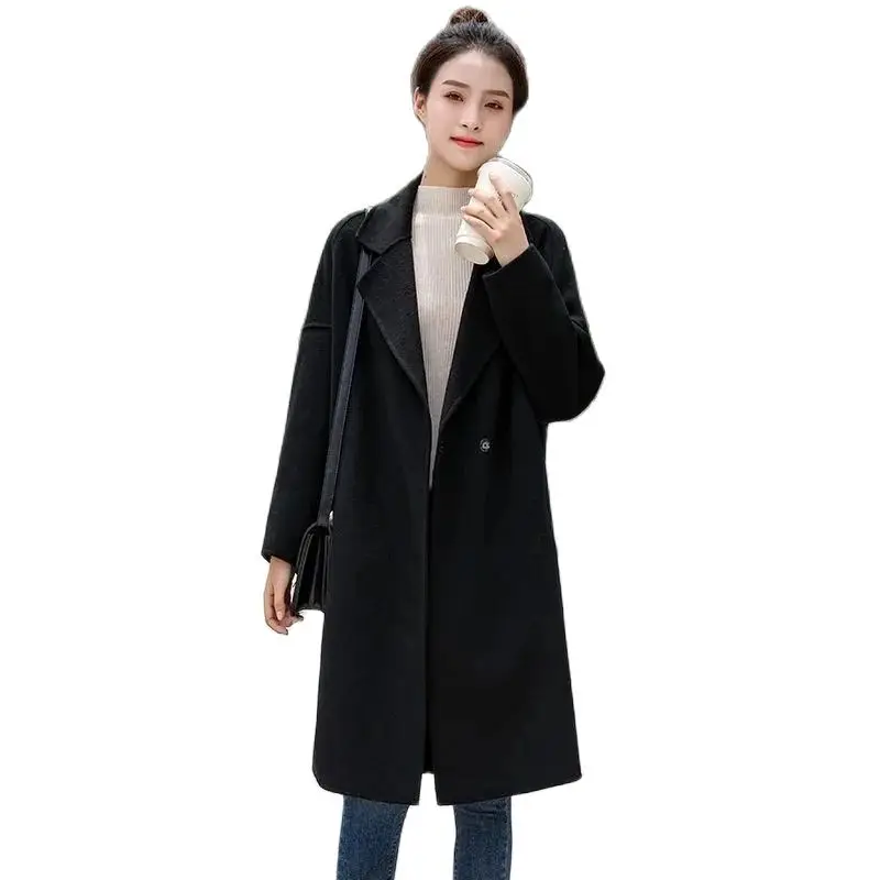 

Woolen Coat Women's Long Section 2024 New Cocoon Slim H-Style Autumn And Winter Fashion Slim Woolen Coat Female Tide