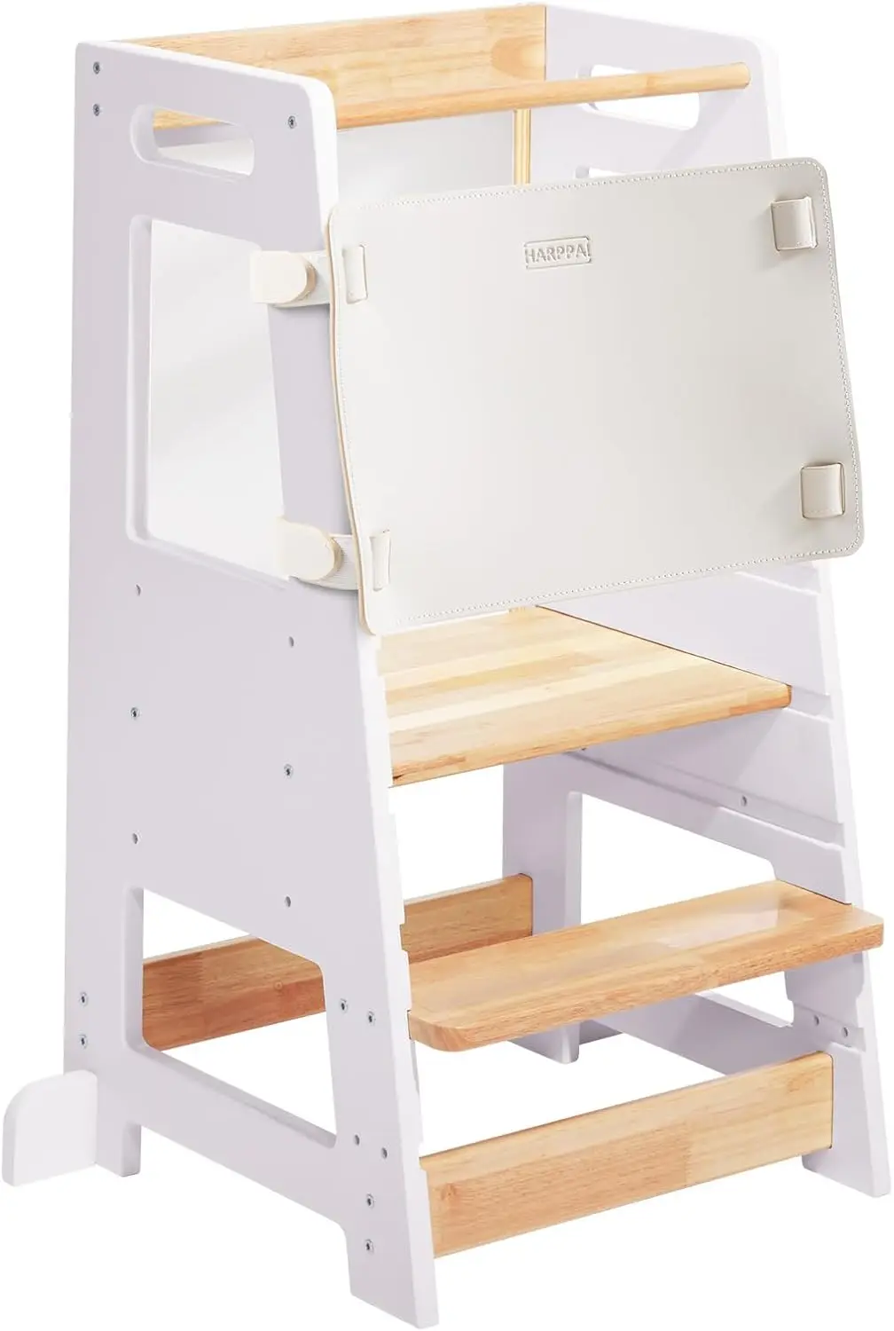 Kitchen Stools Helper with Adjustable Height and Anti-Slip Protection, Kids Standing Tower with Safety Rail