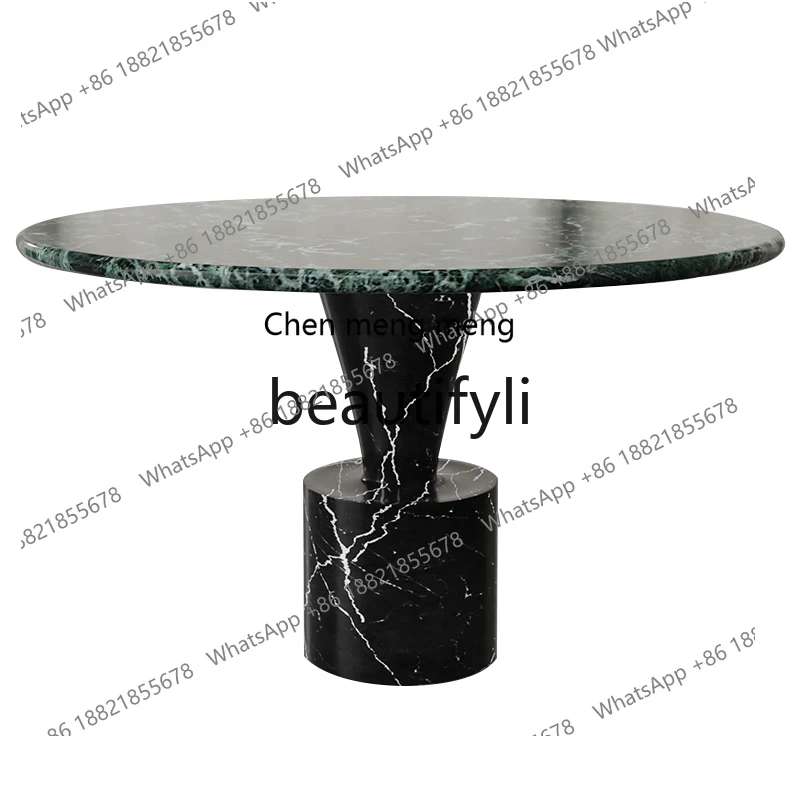 Natural travertine designer modern simple home dining table light luxury creative marble art dining table