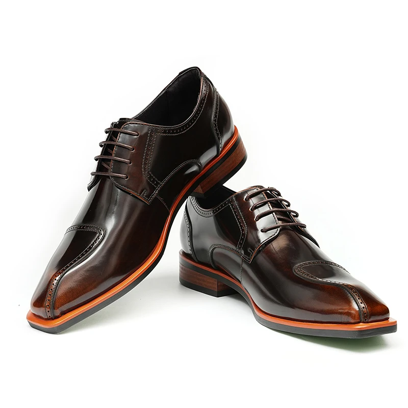 Men Oxford Shoes Genuin Cow Leather Handmade Social Formal Wear Man Wedding Dress Office Smart Casual Shoes Pointed Toe Lace