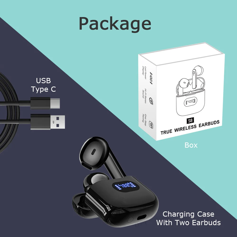 Opy Wireless Bluetooth Earbuds 5 - 7 Hours Listen Time Battery Capacity Display Screen Intelligenthifi Stereo Tws Headphones