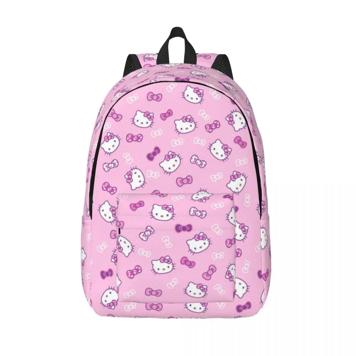 

Холщовые рюкзаки с узором Hello Kitty для мужчин и женщин, подходят для студентов колледжа, сумки для 15-дюймовых ноутбуков