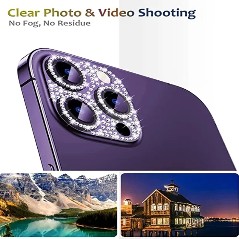 

Glitter Diamond Protection Camera Full Cover For IPhone 17 16 15 14 Pro Max Air Plus Glass Lens Protector Scratch Resistant
