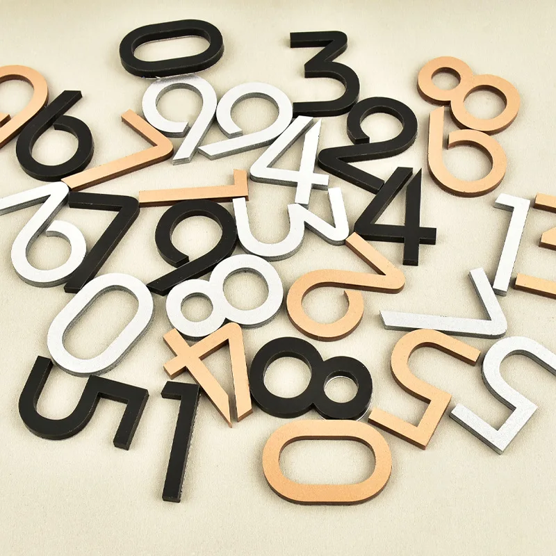 Einfacher 3D-Acryl-Zahlenaufkleber mit goldenen englischen Buchstaben, kreatives Türschild für Hotels/Wohnheime – Detail 4