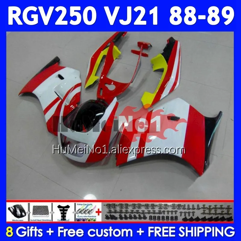 Body Kit For SUZUKI SAPC VJ21 RGV250 White red RGVT250 VJ 21 88-89 108No.19 RGV-250 RGV 250 RGVT-250 88 89 1988 1989 Fairing