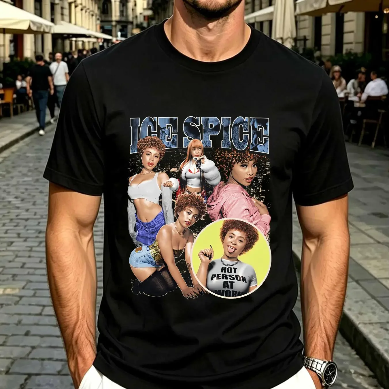 washed T Shirt Ice Spice Vintage Hip Hop tees 2000s bootleg Rap tee munch vintage Washed Soft Stretched Top For Everyday Wear
