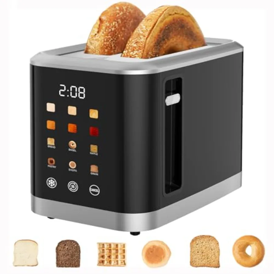 

Touch screen Toaster 2 Slice Digital Timer Toasters with 6 Bread Types and 6 Shade Settings Smart Extra Wide Slots Toaster with