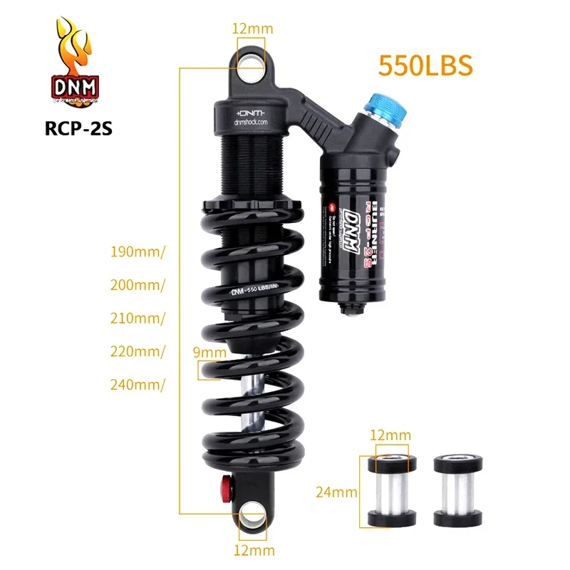 

DNM RCP2S 165mm/190mm/200/210/220/240mm Mountain Bike Rear Shock Absorber 550LBS Spring Soft Tail For AM/FR/DH/MTB Bicycle Shock