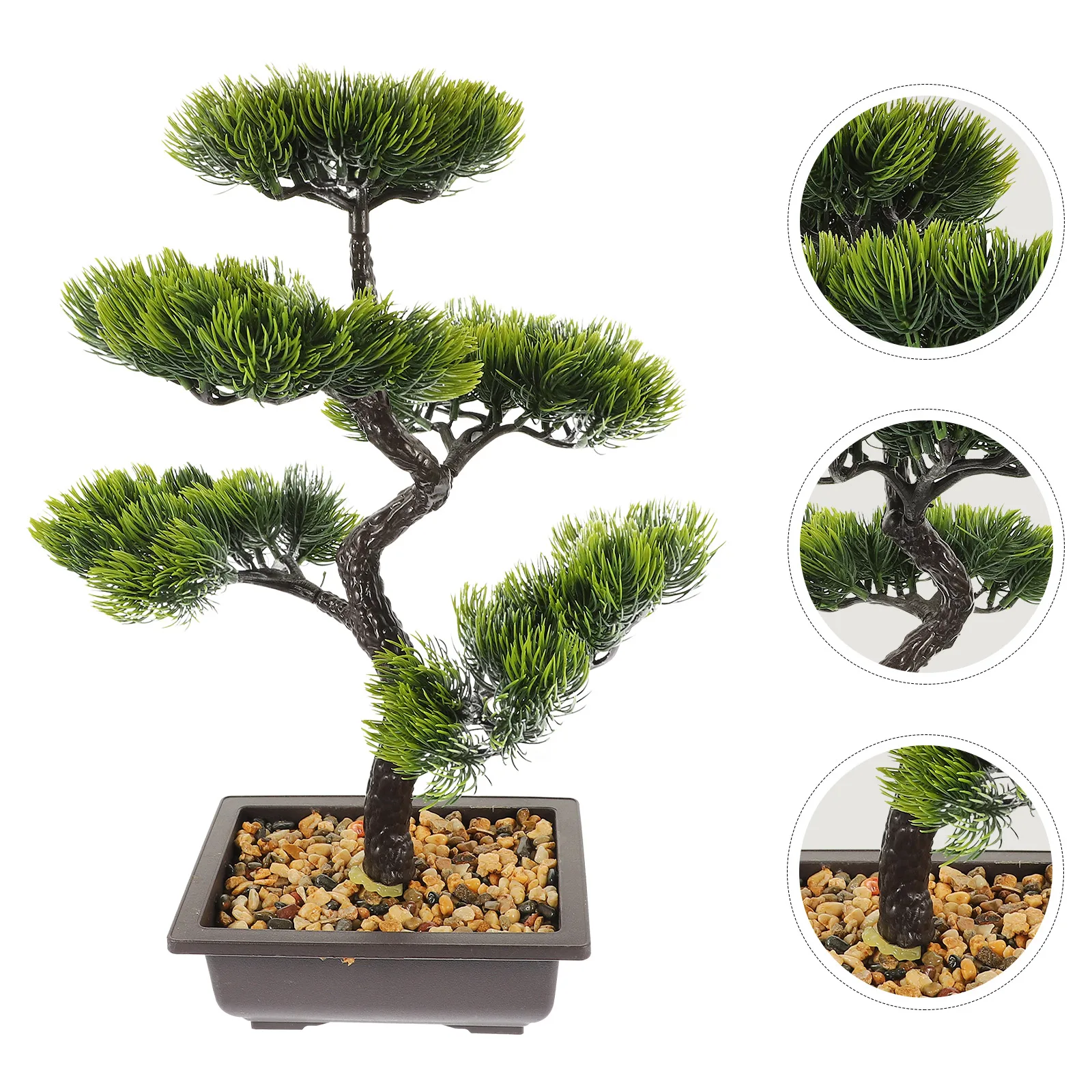 

Tree Decor Artificial Pine Bonsai Realistic Small Potted Plant Fake for Desk Abs Decoration