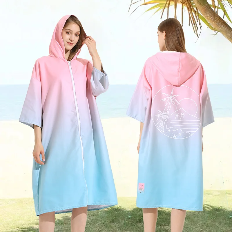 

Quick-dry Hooded Poncho Towel Wetsuit Surfing Swimming Equipment Absorbent Fast-drying Adult Beach Robe Zipper Style