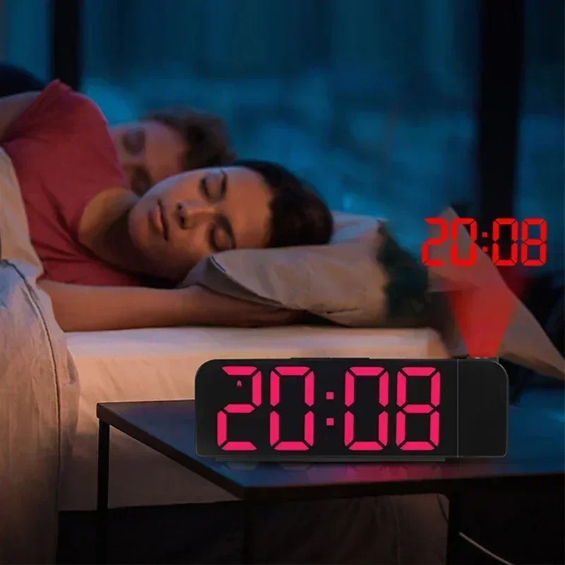 Reloj Digital con rotación de 12H/24H, despertador de proyección, modo nocturno, mesa de memoria de apagado, reloj de pared LED electrónico para dormitorio