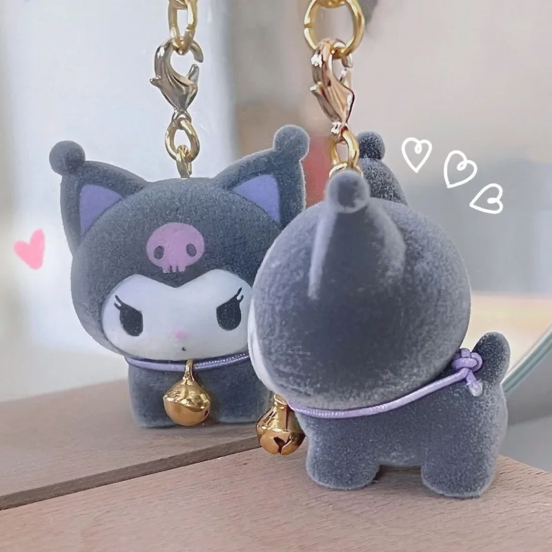 Sanrio Kawaii Lucky Kuromi Flocking Pop Nieuwe Cartoon Anime Karakter Accessoires Sleutelhanger Schooltas Hanger Stuur Meisje Speelgoed Cadeau