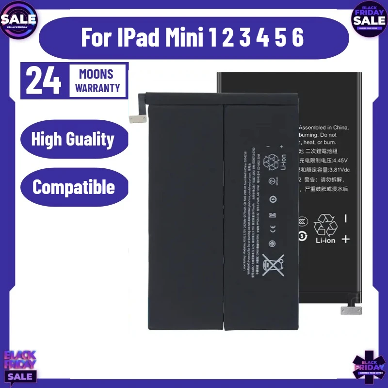 

A1432 A1445 A1454 A1455 A1489 A1490 Replacement Battery for IPad Mini 1 2 3 4 5 6 Apple Pad Batteria Baratas